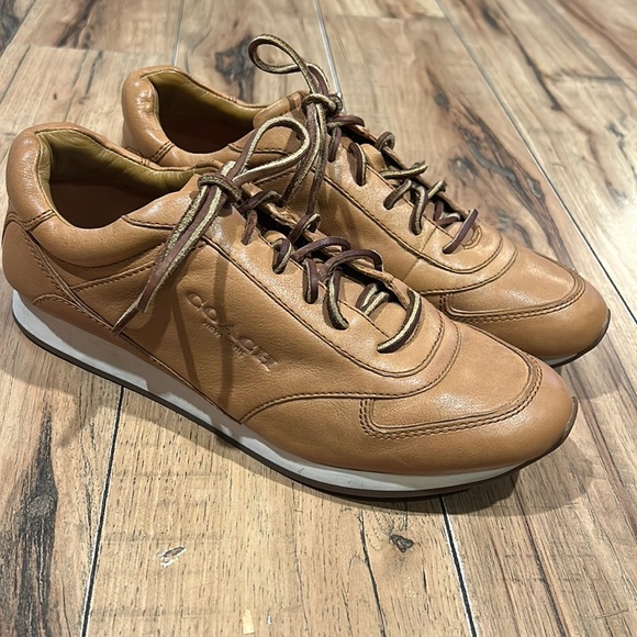 Coach Raeann Brown Leather Sneaker Shoes 9B - Picture 1 of 9
